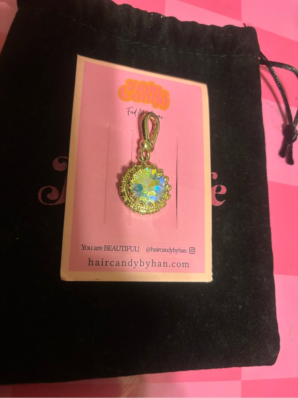Hair Candy by Han Gold Iridescent Pendant Necklace Charm